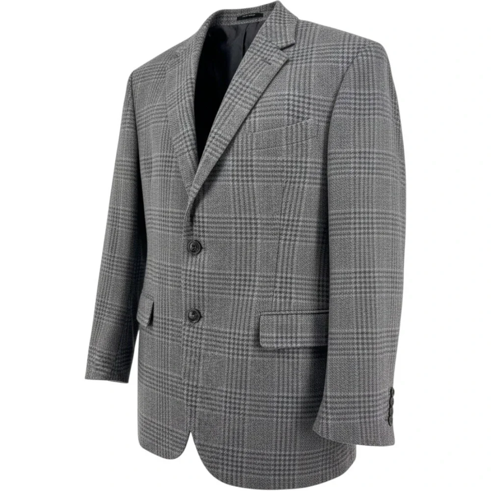 Zegna Men Sportcoat Blazer 48 R Gray Glen Plaid Cashmere Silk Italy Unstructured